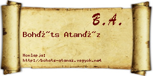 Boháts Atanáz névjegykártya